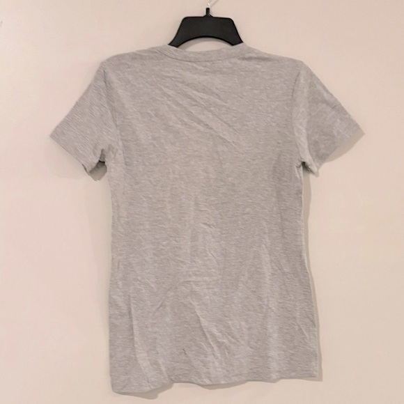 Adidas Shirt Women's Badge of Sport Logo Cotton T-Shirt Grey Heather/Red, Top - Picture 10 of 10